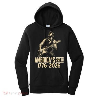 Abraham Lincoln Rcoks Guitar 4th July 250th Anniversary Women's Hoodie