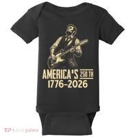 Abraham Lincoln Rcoks Guitar 4th July 250th Anniversary Baby Bodysuit thumb 0