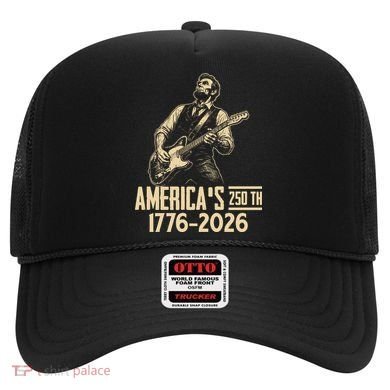 Abraham Lincoln Rcoks Guitar 4th July 250th Anniversary Hat
