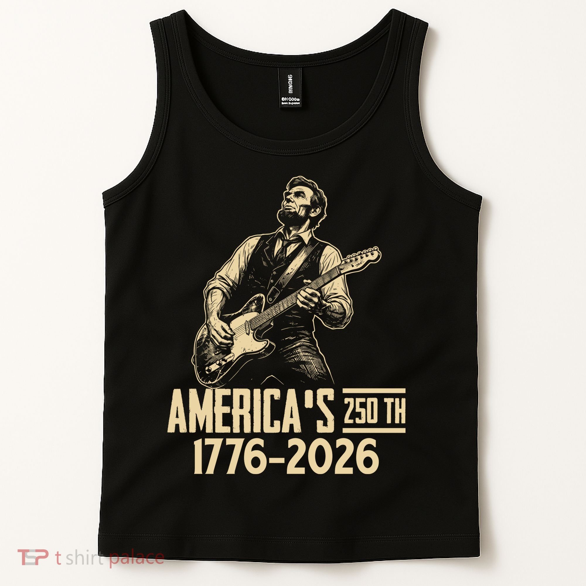 Abraham Lincoln Rcoks Guitar 4th July 250th Anniversary Tank Top