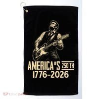 Abraham Lincoln Rcoks Guitar 4th July 250th Anniversary Golf Towel thumb 0