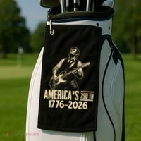 Abraham Lincoln Rcoks Guitar 4th July 250th Anniversary Golf Towel thumb 2