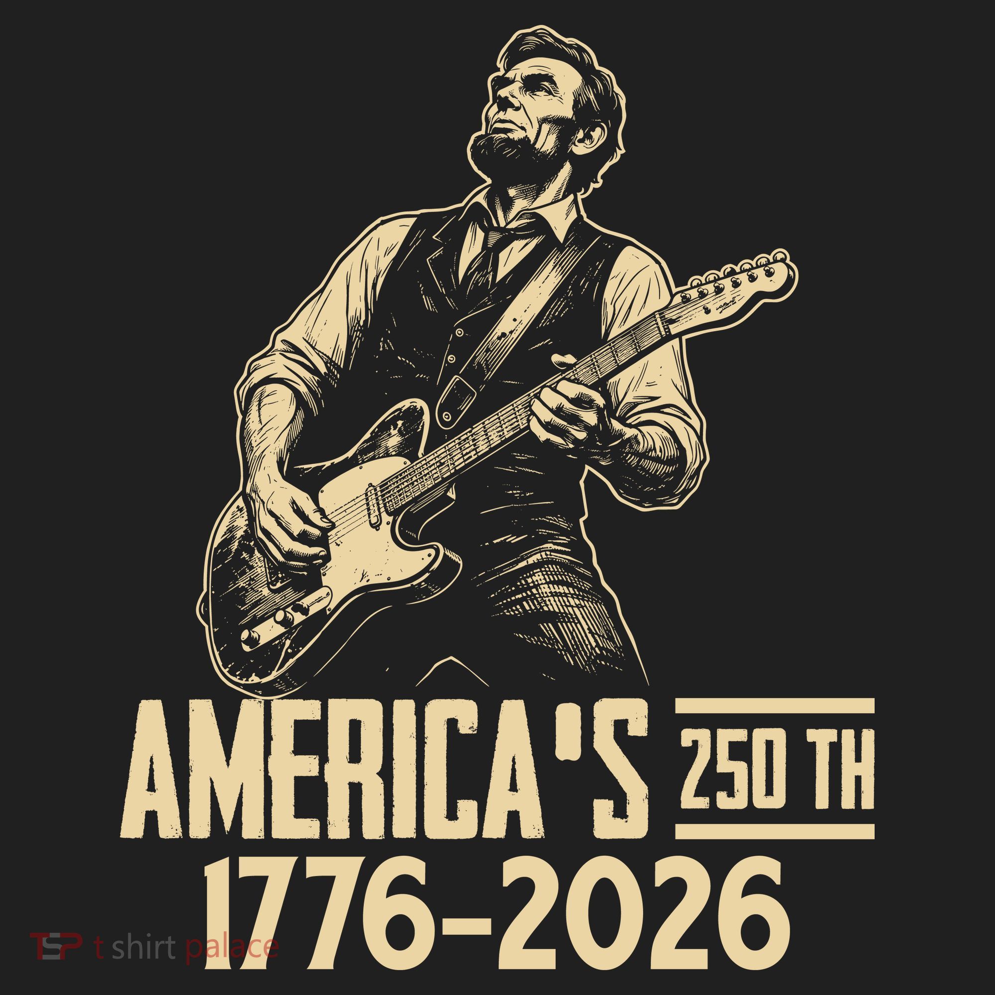 Abraham Lincoln Rcoks Guitar 4th July 250th Anniversary Golf Towel