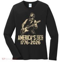 Abraham Lincoln Rcoks Guitar 4th July 250th Anniversary Women's Long Sleeve Shirt thumb 0