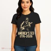 Abraham Lincoln Rcoks Guitar 4th July 250th Anniversary Women's T-Shirt thumb 4