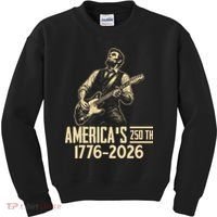 Abraham Lincoln Rcoks Guitar 4th July 250th Anniversary Kids Sweatshirt thumb 0