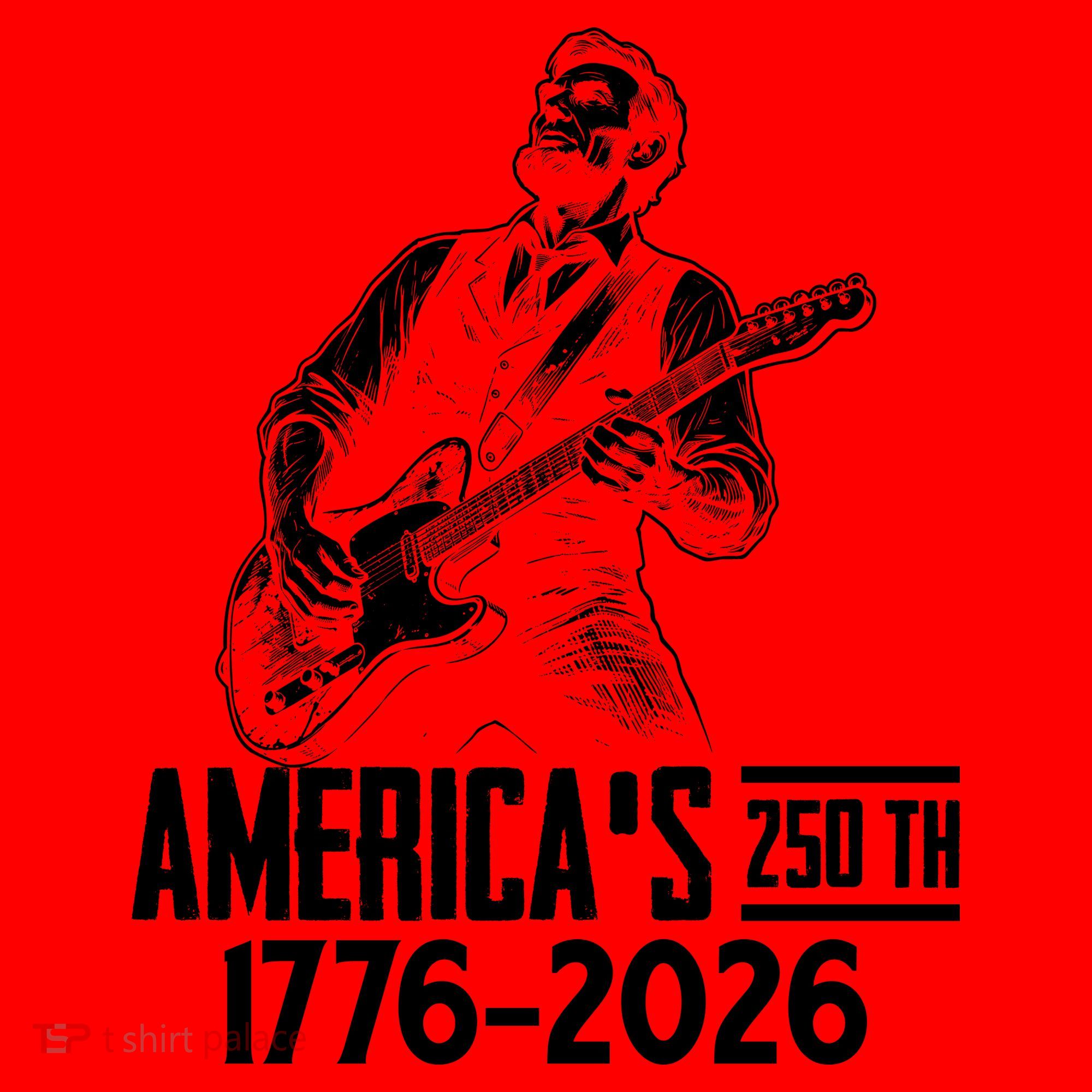 Abraham Lincoln Rcoks Guitar 4th July 250th Anniversary Santa Hat