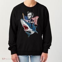Abraham Lincoln Riding A Shark 4th Of July Women's Sweatshirt thumb 0