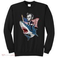 Abraham Lincoln Riding A Shark 4th Of July Sweatshirt thumb 0