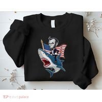 Abraham Lincoln Riding A Shark 4th Of July Sweatshirt thumb 2