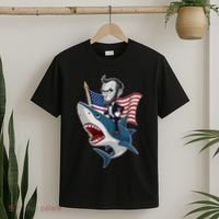 Abraham Lincoln Riding A Shark 4th Of July T-Shirt thumb 2