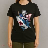 Abraham Lincoln Riding A Shark 4th Of July T-Shirt thumb 4
