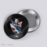 Abraham Lincoln Riding A Shark 4th Of July Button thumb 0