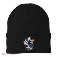 Abraham Lincoln Riding A Shark 4th Of July Beanie thumb 0