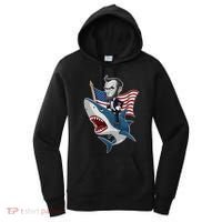 Abraham Lincoln Riding A Shark 4th Of July Women's Hoodie thumb 0