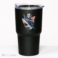 Abraham Lincoln Riding A Shark 4th Of July Tumbler thumb 0