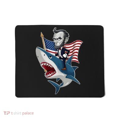 Abraham Lincoln Riding A Shark 4th Of July Mousepad
