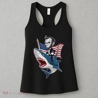 Abraham Lincoln Riding A Shark 4th Of July Women's Tank Top thumb 3