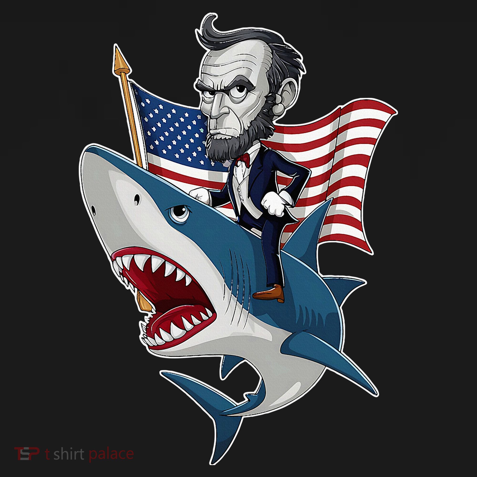 Abraham Lincoln Riding A Shark 4th Of July Women's Tank Top
