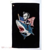 Abraham Lincoln Riding A Shark 4th Of July Golf Towel thumb 0