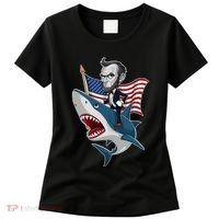 Abraham Lincoln Riding A Shark 4th Of July Women's T-Shirt thumb 0