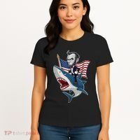 Abraham Lincoln Riding A Shark 4th Of July Women's T-Shirt thumb 4