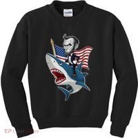 Abraham Lincoln Riding A Shark 4th Of July Kids Sweatshirt thumb 0