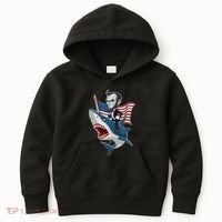 Abraham Lincoln Riding A Shark 4th Of July Kids Hoodie thumb 0