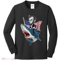 Abraham Lincoln Riding A Shark 4th Of July Kids Long Sleeve Shirt thumb 0