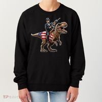 Abe Lincoln Riding Dinosaur July 4th Patriotic 2nd Amendment Women's Sweatshirt thumb 0