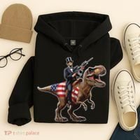 Abe Lincoln Riding Dinosaur July 4th Patriotic 2nd Amendment Hoodie thumb 4