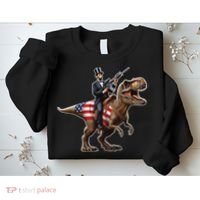 Abe Lincoln Riding Dinosaur July 4th Patriotic 2nd Amendment Sweatshirt thumb 2
