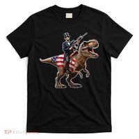 Abe Lincoln Riding Dinosaur July 4th Patriotic 2nd Amendment T-Shirt thumb 0