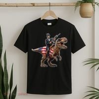 Abe Lincoln Riding Dinosaur July 4th Patriotic 2nd Amendment T-Shirt thumb 2
