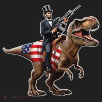 Abe Lincoln Riding Dinosaur July 4th Patriotic 2nd Amendment Beanie thumb 2