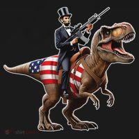 Abe Lincoln Riding Dinosaur July 4th Patriotic 2nd Amendment Women's Hoodie thumb 2