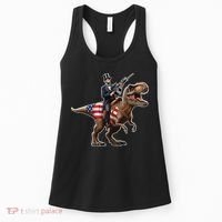 Abe Lincoln Riding Dinosaur July 4th Patriotic 2nd Amendment Women's Tank Top thumb 0