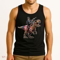 Abe Lincoln Riding Dinosaur July 4th Patriotic 2nd Amendment Tank Top thumb 3