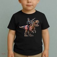 Abe Lincoln Riding Dinosaur July 4th Patriotic 2nd Amendment Toddler T-Shirt thumb 2