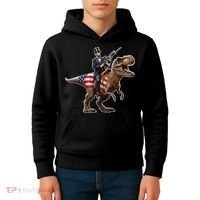 Abe Lincoln Riding Dinosaur July 4th Patriotic 2nd Amendment Kids Hoodie thumb 4