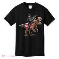 Abe Lincoln Riding Dinosaur July 4th Patriotic 2nd Amendment Kids T-Shirt thumb 0