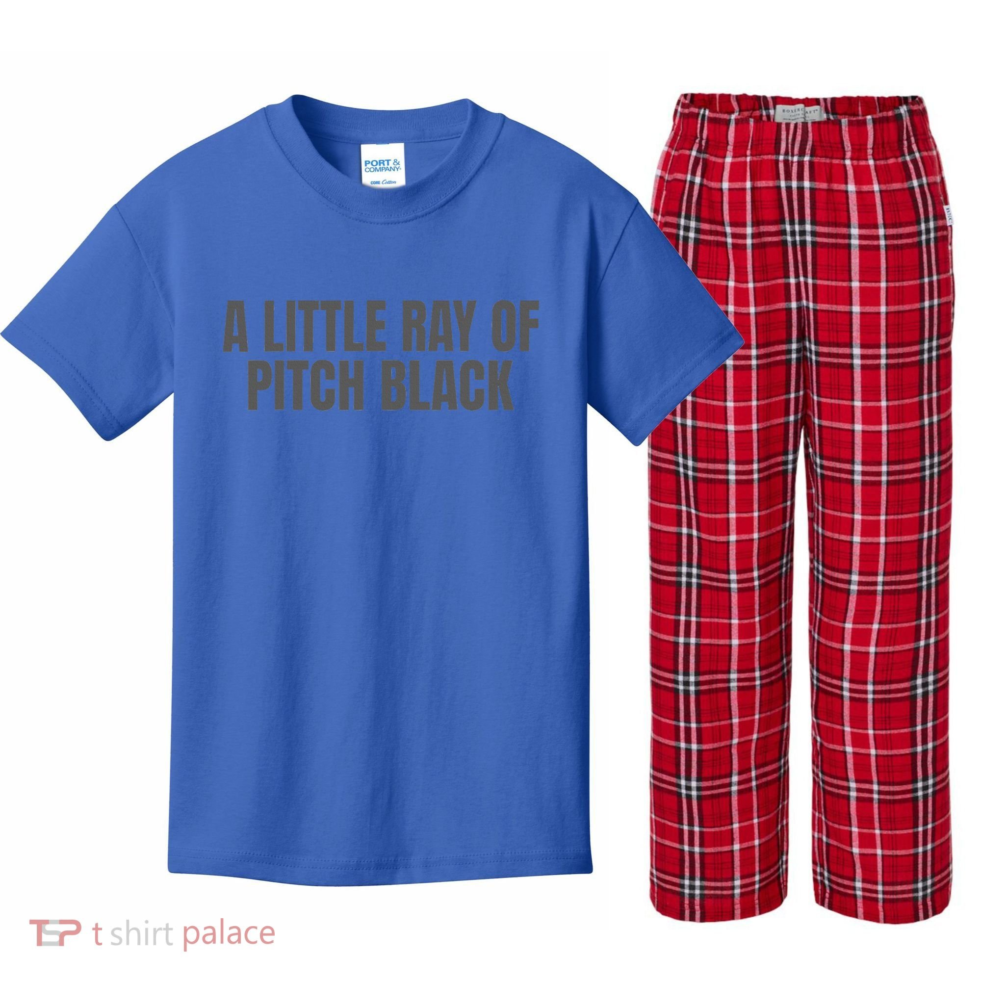 A Little Ray Of Pitch Black Kids Plaid Pajama Set