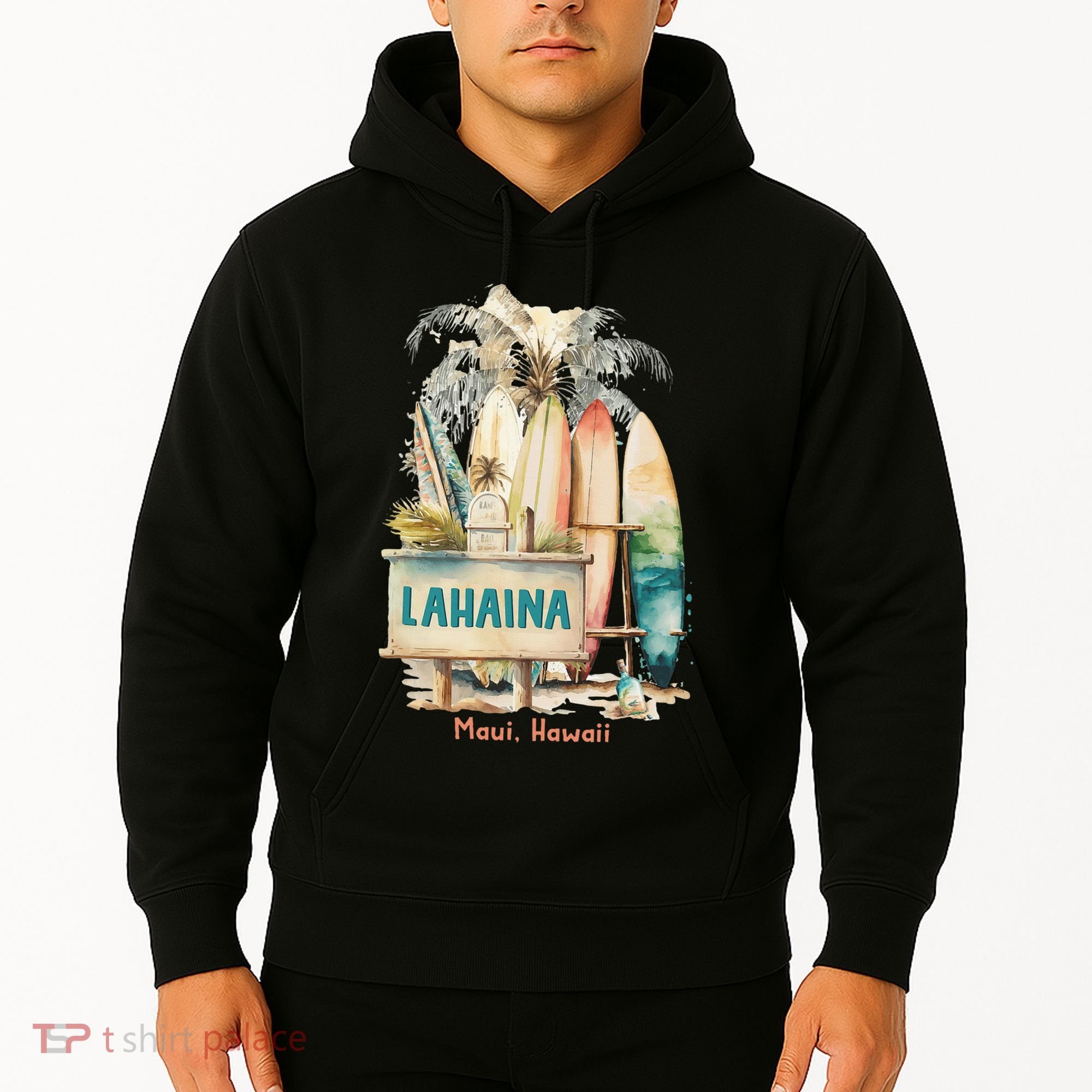 Aloha Lahaina Retro Floral Hibiscus Hawaii Palm Tree Hoodie