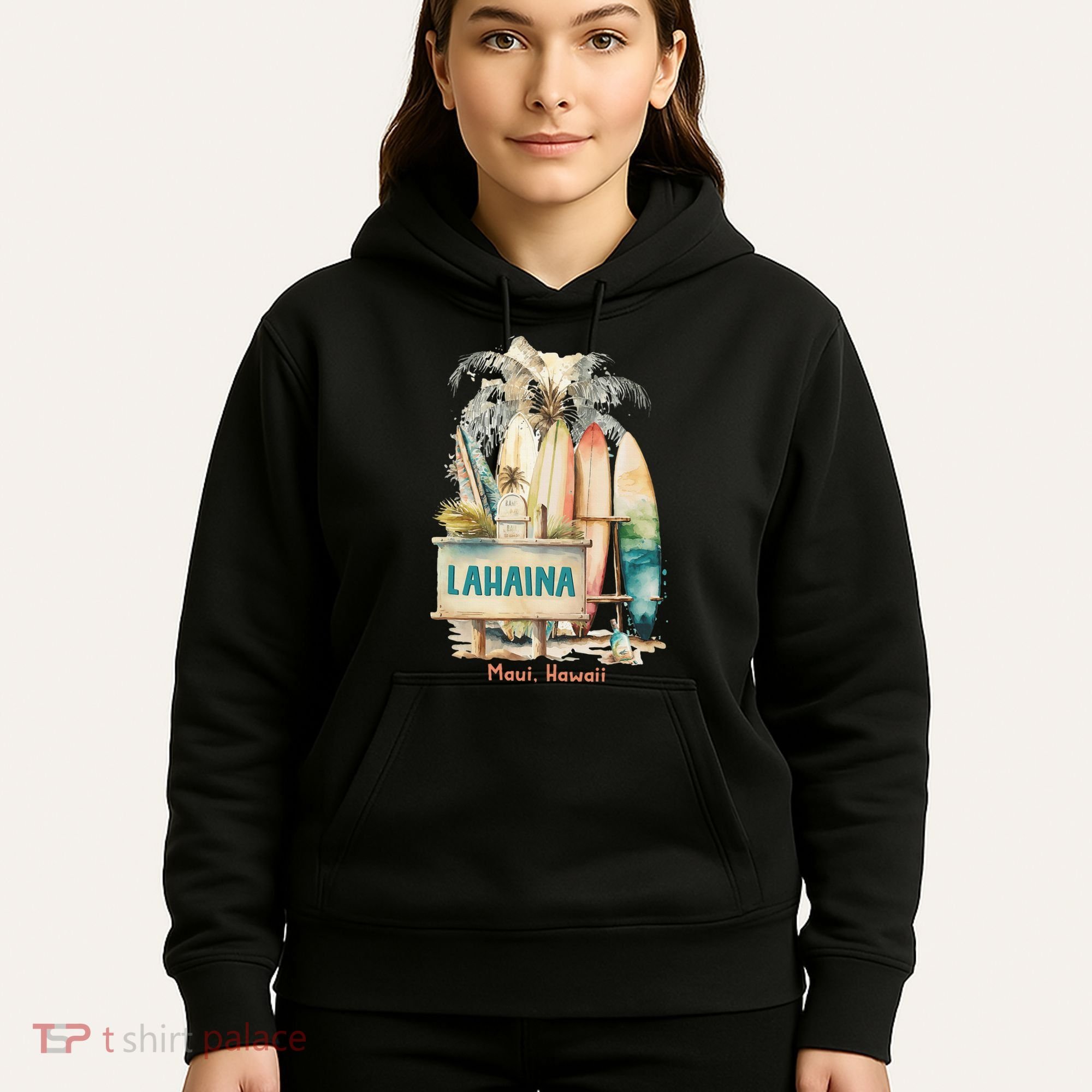 Aloha Lahaina Retro Floral Hibiscus Hawaii Palm Tree Hoodie