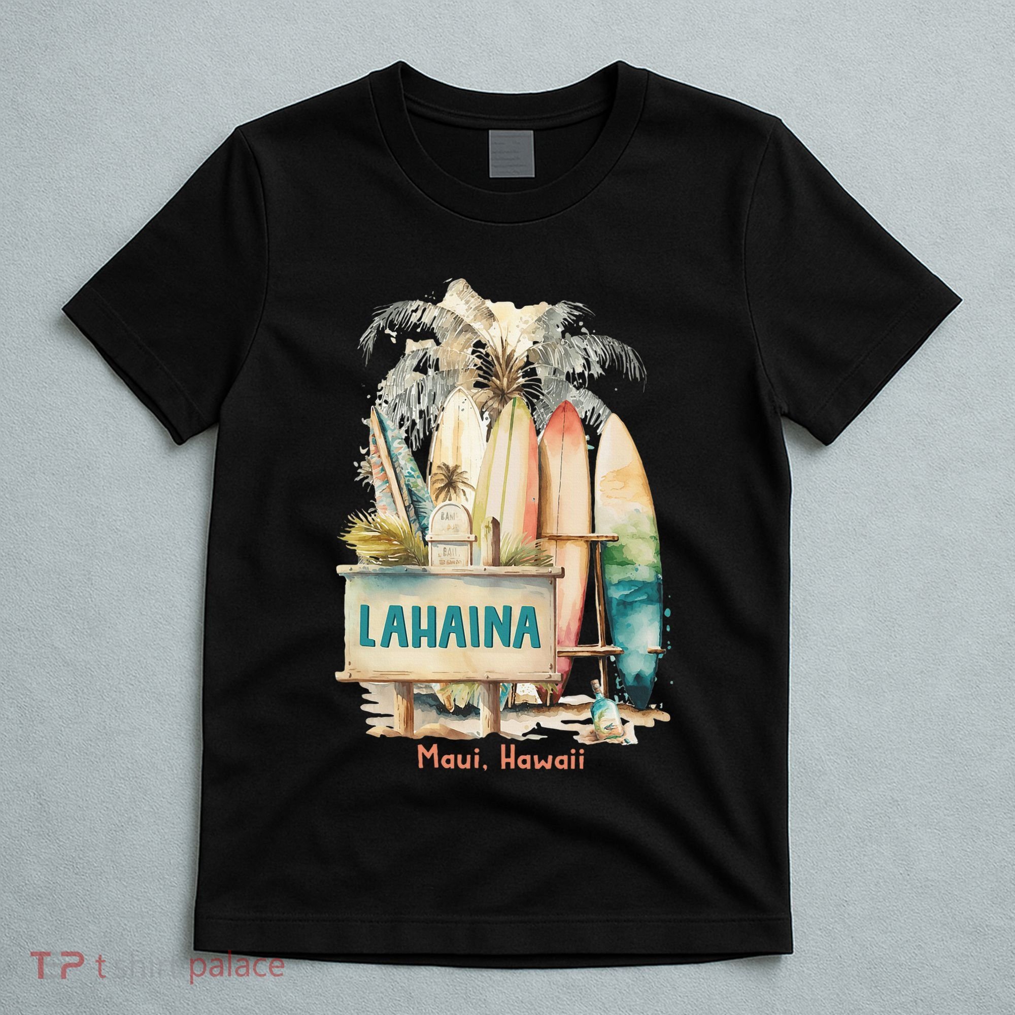 Aloha Lahaina Retro Floral Hibiscus Hawaii Palm Tree T-Shirt
