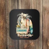 Aloha Lahaina Retro Floral Hibiscus Hawaii Palm Tree Coaster thumb 0