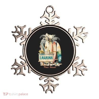 Aloha Lahaina Retro Floral Hibiscus Hawaii Palm Tree Ornament