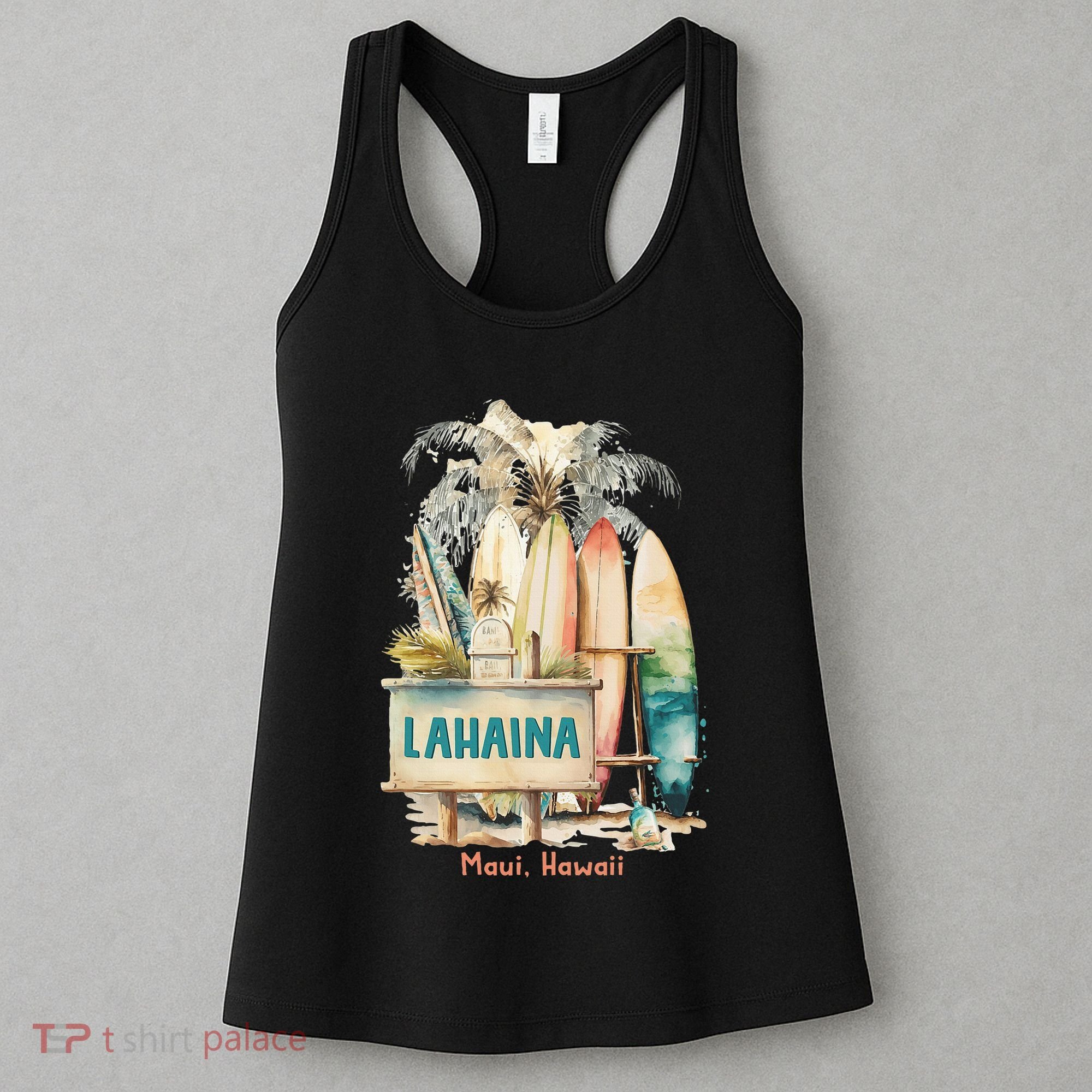 Aloha Lahaina Retro Floral Hibiscus Hawaii Palm Tree Women's Tank Top