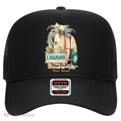 Aloha Lahaina Retro Floral Hibiscus Hawaii Palm Tree Hat