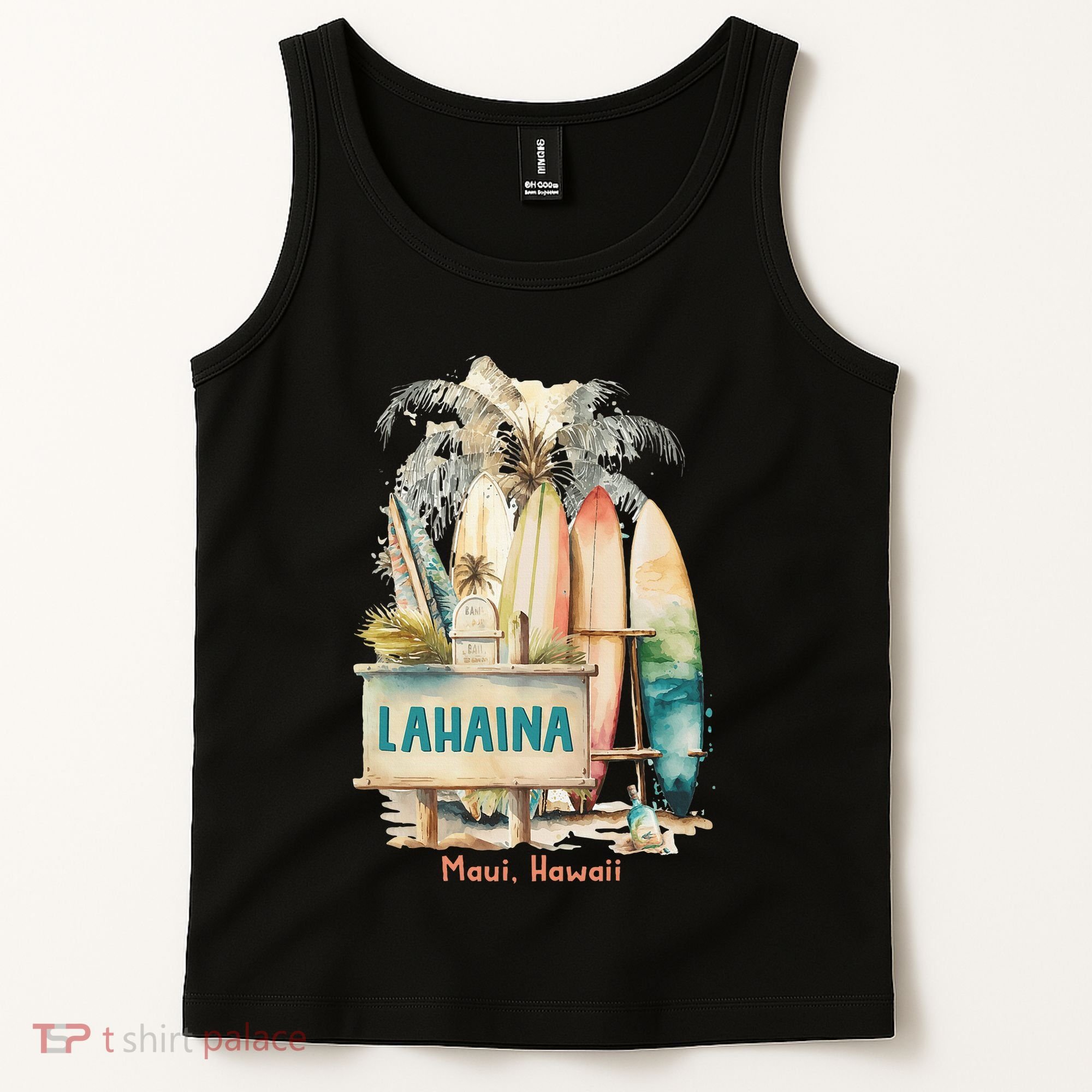 Aloha Lahaina Retro Floral Hibiscus Hawaii Palm Tree Tank Top
